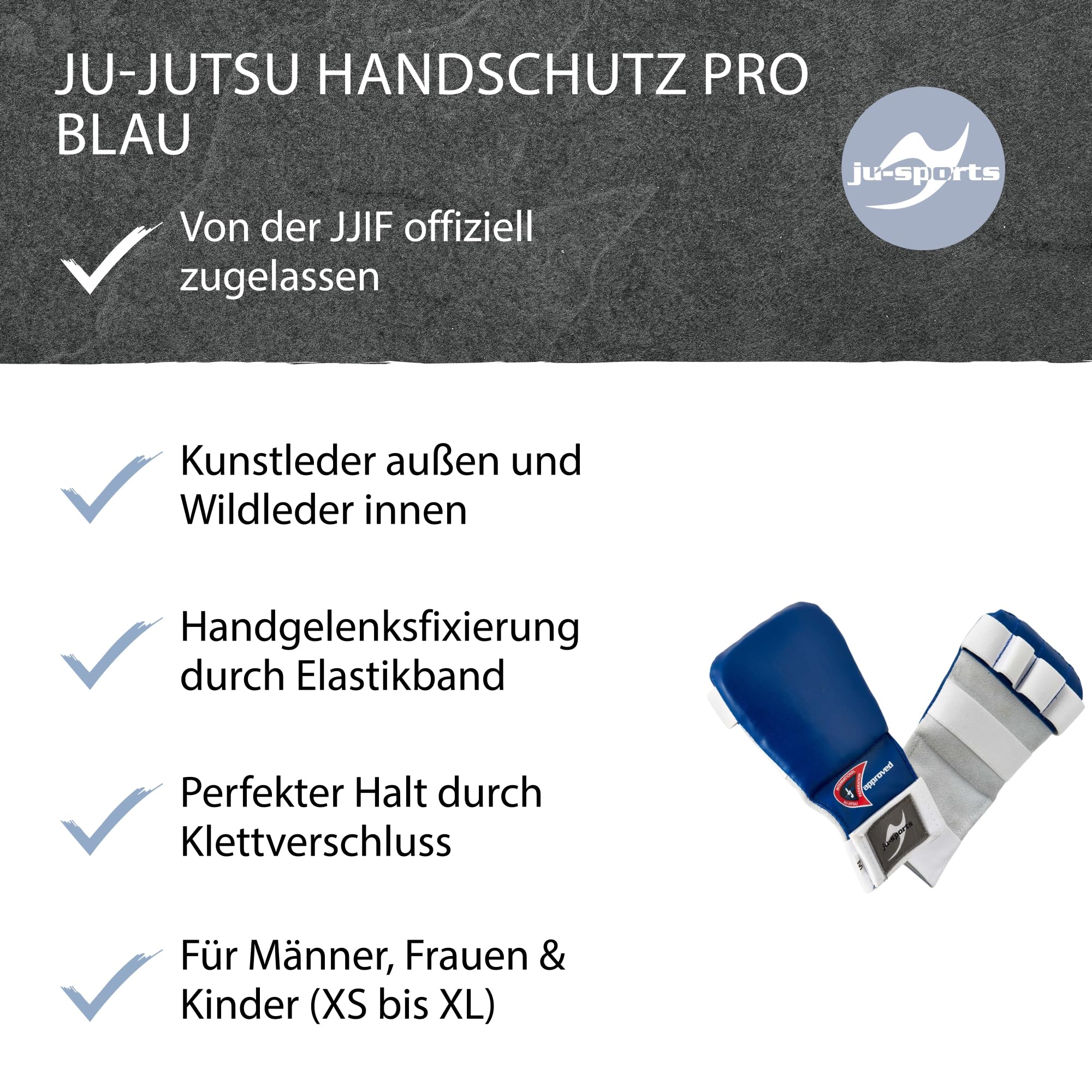 Ju-Sports Kampfsport Handschutz Ju Jutsu rot - Hochwertige, strapazierfähige Wettkampf Handschoner für Erwachsene & Kinder mit Klettverschluss, Optimaler Halt