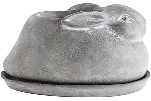 Creative Co-Op Dazzling Cement Rabbit Planter Set
