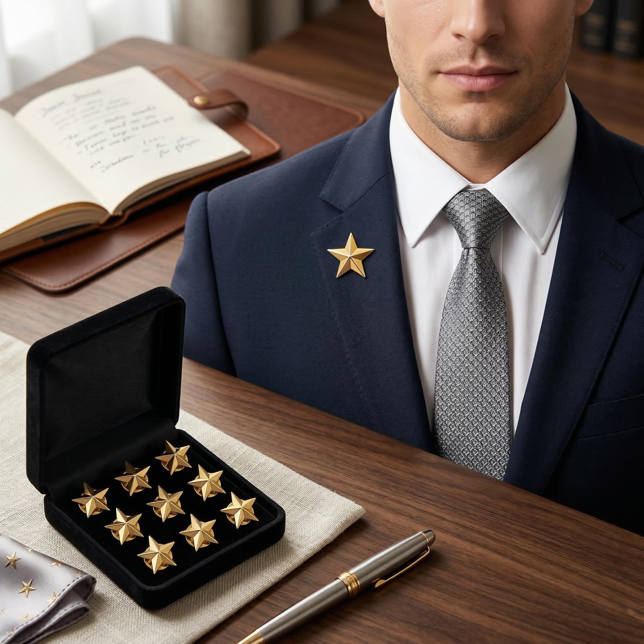 10 Piezas Pin de Solapa Estrella Dorada de Aleación de Zinc, Insignia de Estrella, Broche Decorativo para Chaqueta Camisa Mochila, Accesorio para Celebraciones, Eventos y Regalos