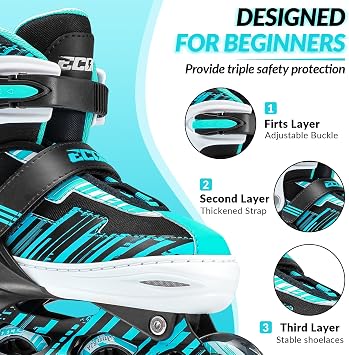 Adjustable Inline Skates Boys and Girls with Light up Wheels，Roller Blades for Kids Ages 4-12, Women Rollerblades for Beginner Outdoor and Indoor…