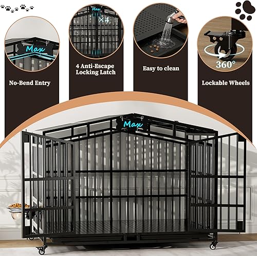 Miniatura 3 de EasyCom Jaula para perros indestructible de alta resistencia de 54 pulgadas, tamaño XXL, perrera de metal extra grande con parte superior abierta, 2