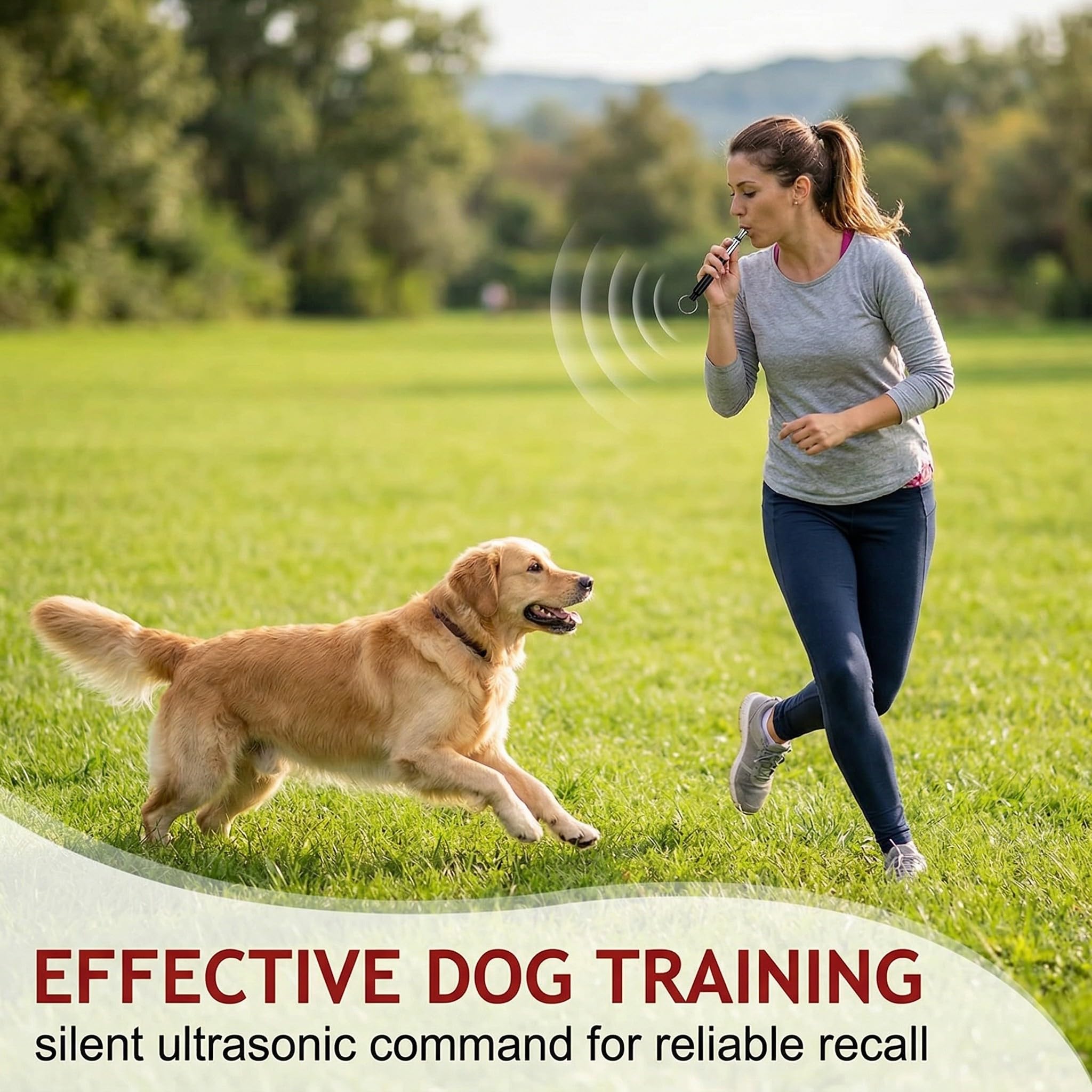 2 Fischietti per Cane (Nero & Bianco), Strumento di Addestramento Ultrasonico con Cinturino 49cm, per Richiamo e Addestramento Canino