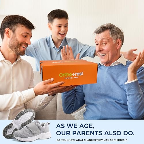 Miniatura 6 de Ortho+rest Zapatos para caminar diabéticos para hombre, zapatos para edema para pies hinchados, soporte de arco, zapatillas ortopédicas
