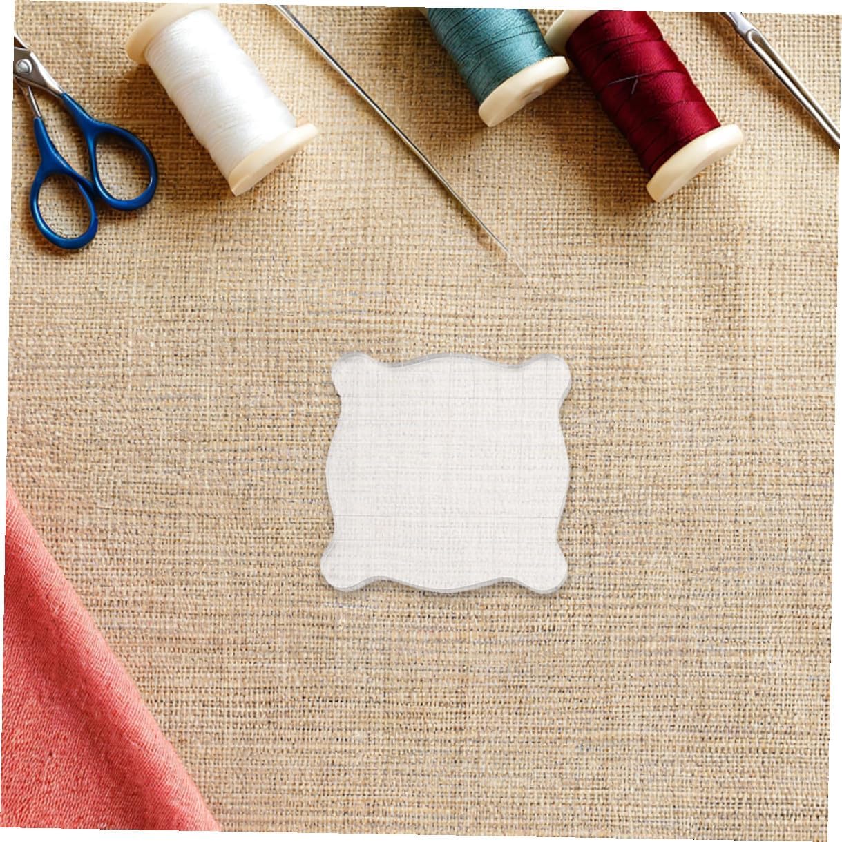 4pcs Acrylic Stamp Block with Grid Lines, Stamping Tool Set for Scrapbooking and Card Making Crafts, 7.5x7.5cm Blocks with Wavy Edge for DIY Crafting