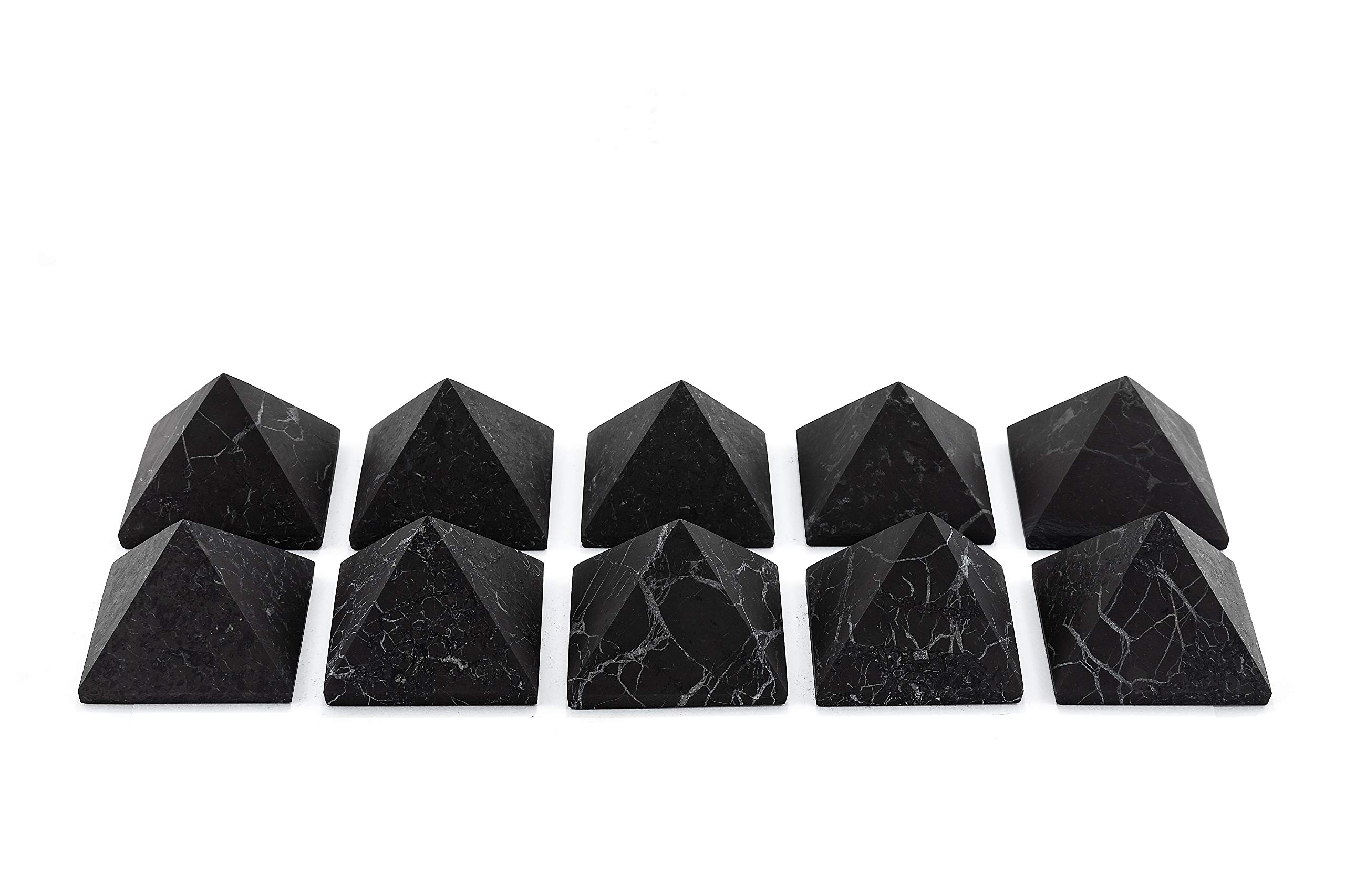 KASHU - Shungite Piramide Non Lucida | Pietra preziosa e curativa originaria della Carelia - Protezione Radiazioni Cellulare e EMF - 10 x 4 cm