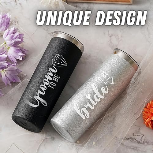 Miniatura 2 de Regalos de compromiso para parejas, regalos únicos recién comprometidos para prometida, vasos de purpurina aislados de acero inoxidable  novionovia,