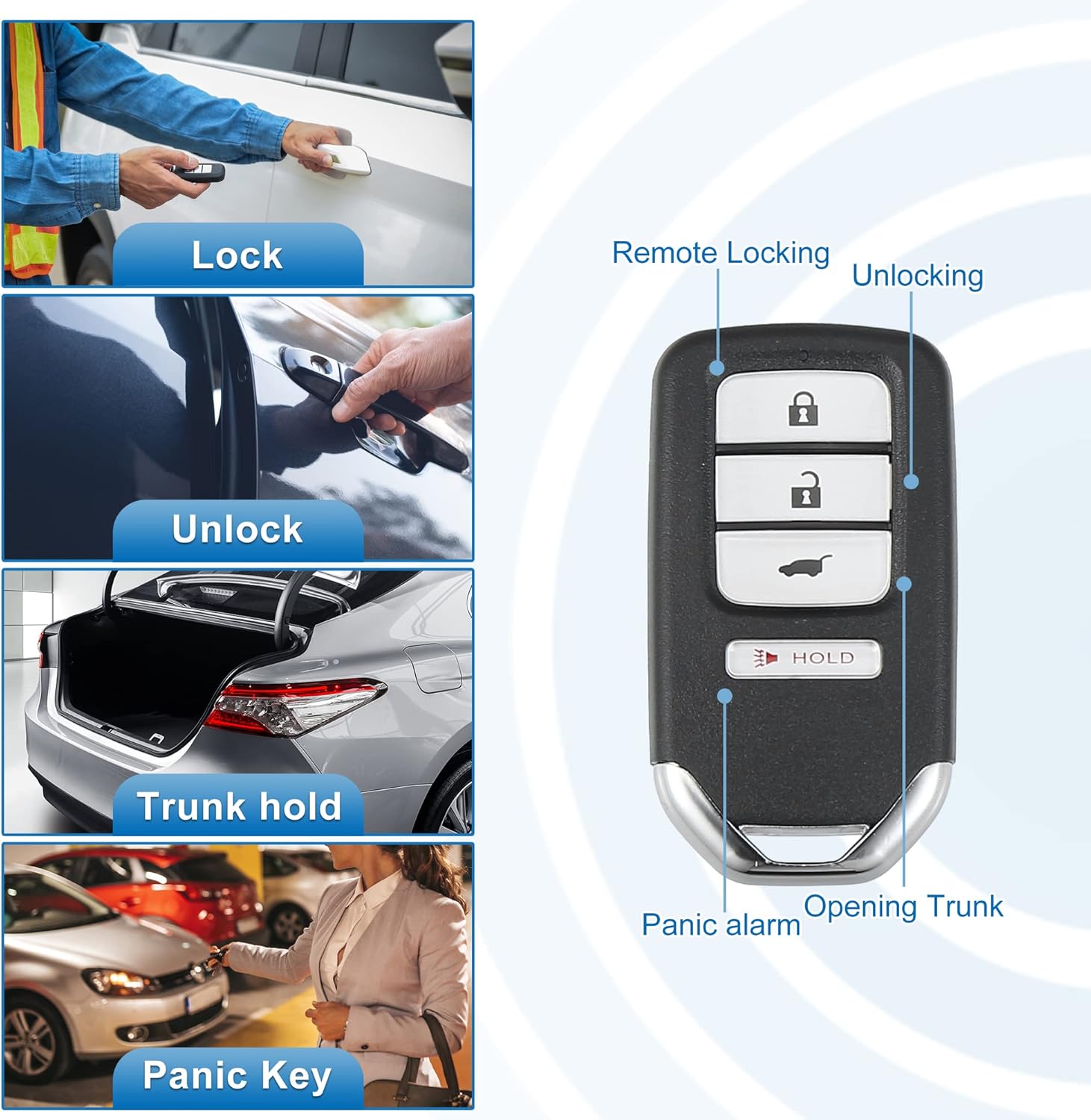 X AUTOHAUX 4 Button Car Keyless Entry Remote Control Replacement Key Fob Proximity Smart Fob KR5V1X for Honda HR-V 2016-2020 313.8MHz 47 Chip