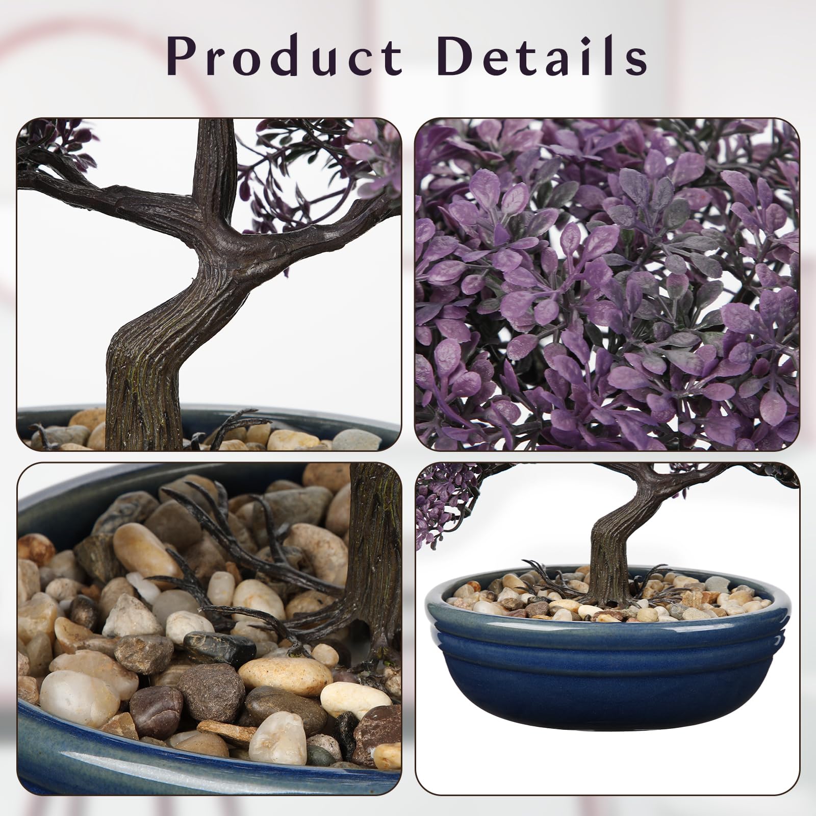 Briful 9.5" Artificial Bonsai Tree Fake Plants Podocarpus Bonsai Decoration, Artificial Plants Indoor in Ceramic Pot Faux Indoor Plants Bonsai Tree for Home Office Desk Decor - Image 2
