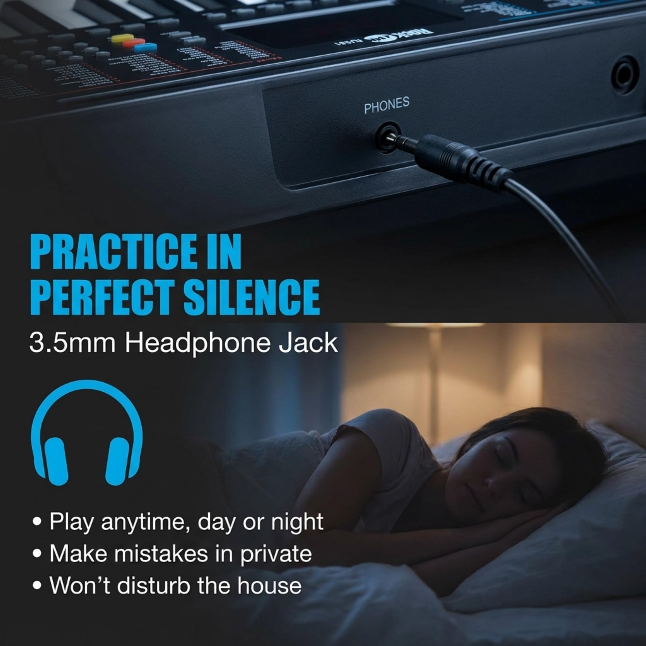 RockJam 61-Key Compact Keyboard Piano with LED Display, Keynote Stickers & Lessons