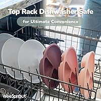 Vista 6 de WeeSprout - Platos de succión con tapas para bebés y niños pequeños, silicona, se mantiene en su lugar, diseño dividido para comedores selectivos