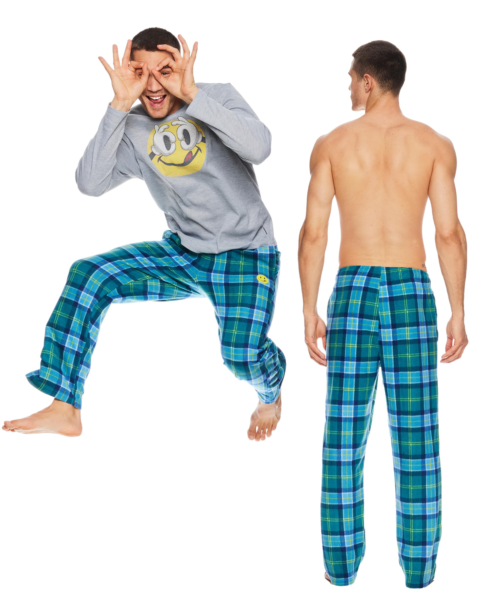 JOE BOXER Men's Moisture-Wicking 3-Pack Sleepwear Set: Pajama Pants, Elastic Banded Sleep Shorts, Long-Sleeve Crew Tee (Estate Blue, Large)