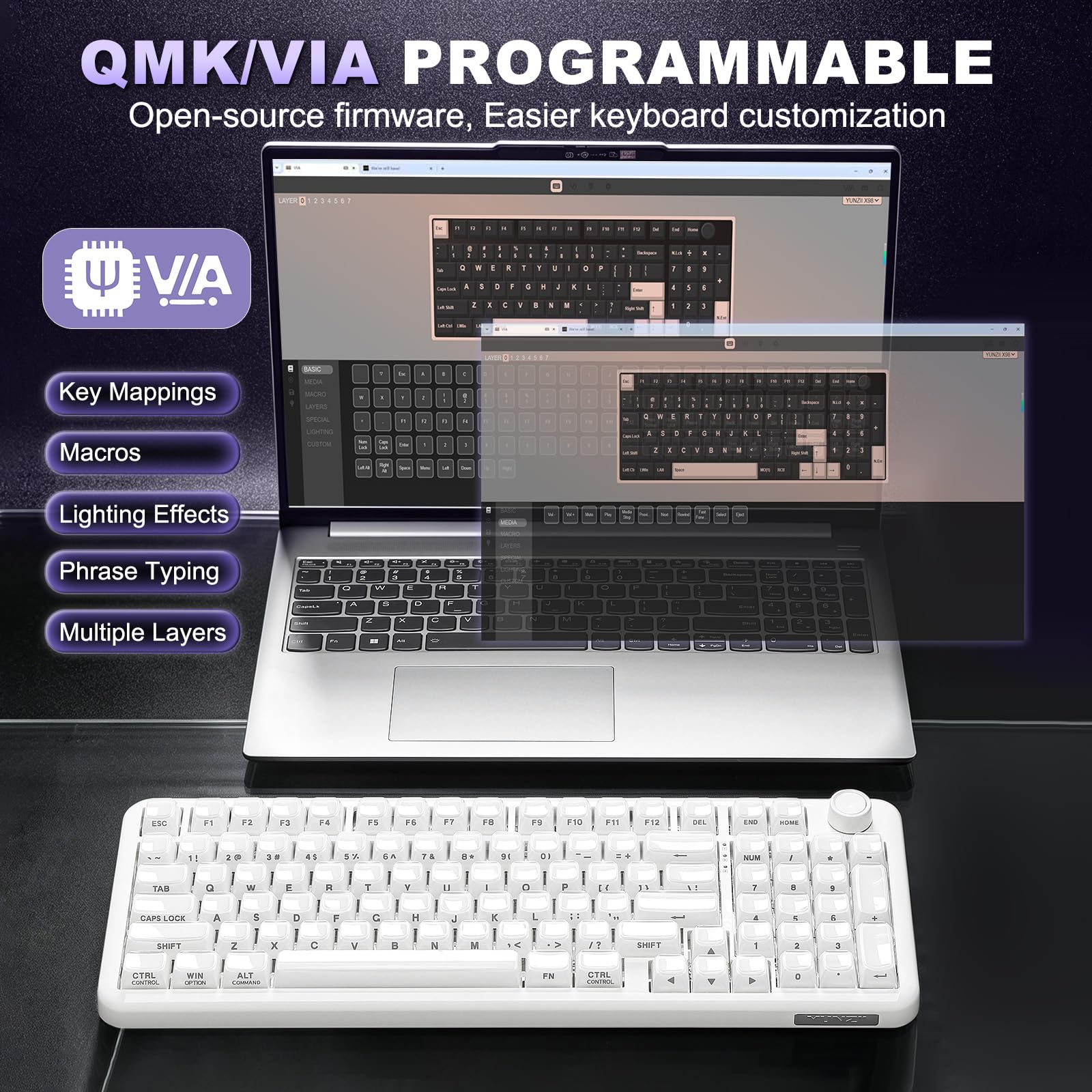 あ*な様 YUNZII X98 ワイヤレスキーボード メカニカル Amazon | YUNZII X98 QMK/VIA対応 ワイヤレス メカニカルゲーミング