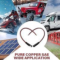 Vista 6 de Paquete de 8 Cables de Extensión SAE de Calibre 14 de 1 Pie Cobre Puro Conector SAE 14AWG 2 Pines Enchufe Individual Conector Rápido para Panel
