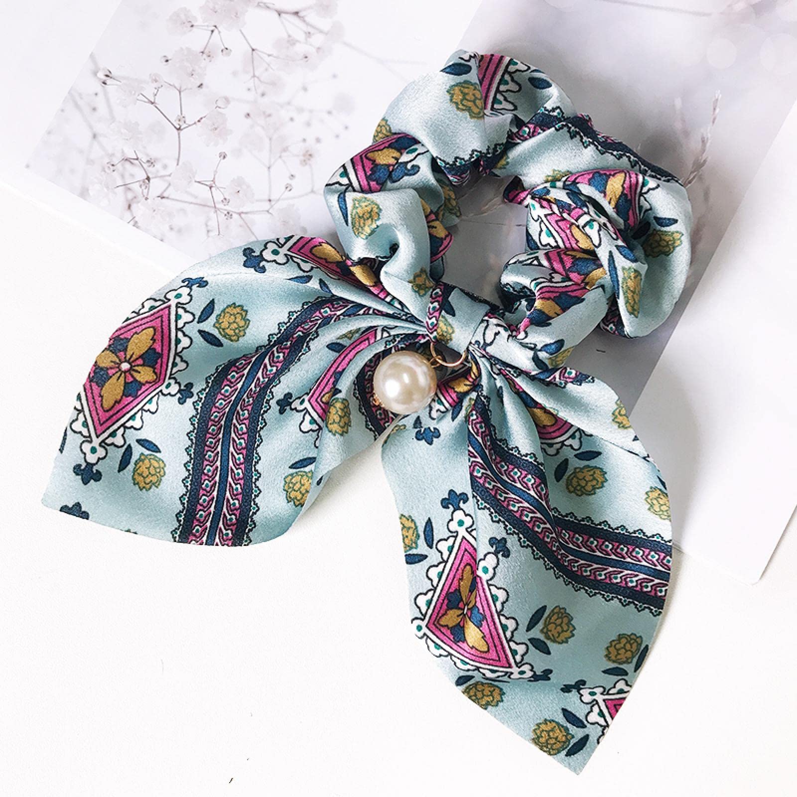 50 sztuk Akcesoria do włosów Kobiety Gumki Scrunchies Elastyczne opaski do włosów Dziewczyny Pałąk Ozdoby Krawaty Gumowe włosy (Kolor: wielokolorowy) (Kwiat zielony)