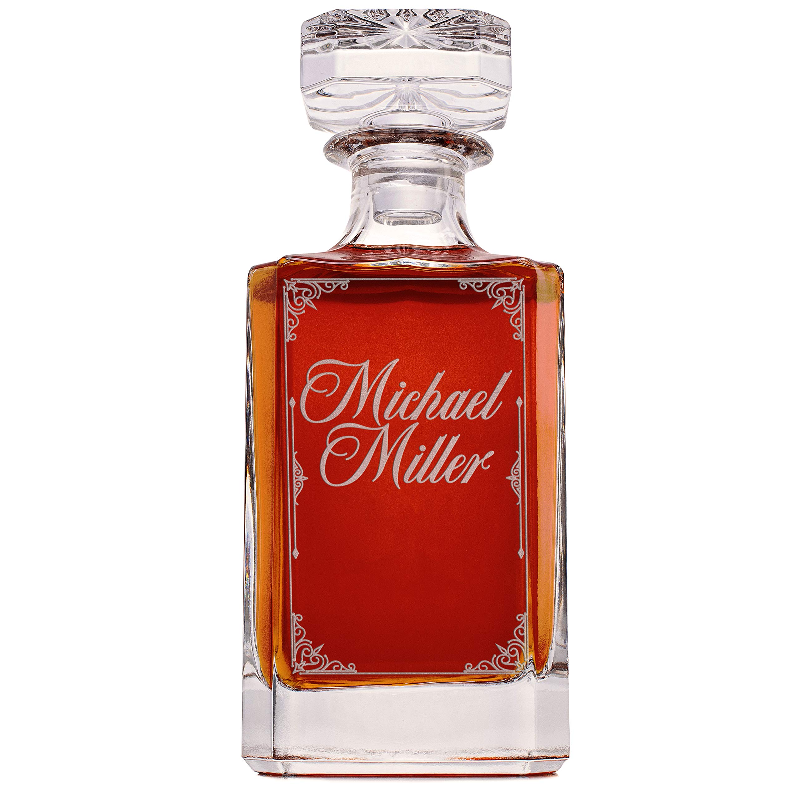 Personalized Whiskey Decanter and Glass Set with Gift Box Option Gifts for Dad Retirement Anniversary Housewarming Bourbon Scotch Whisky - DSG5-750ML SINGLE