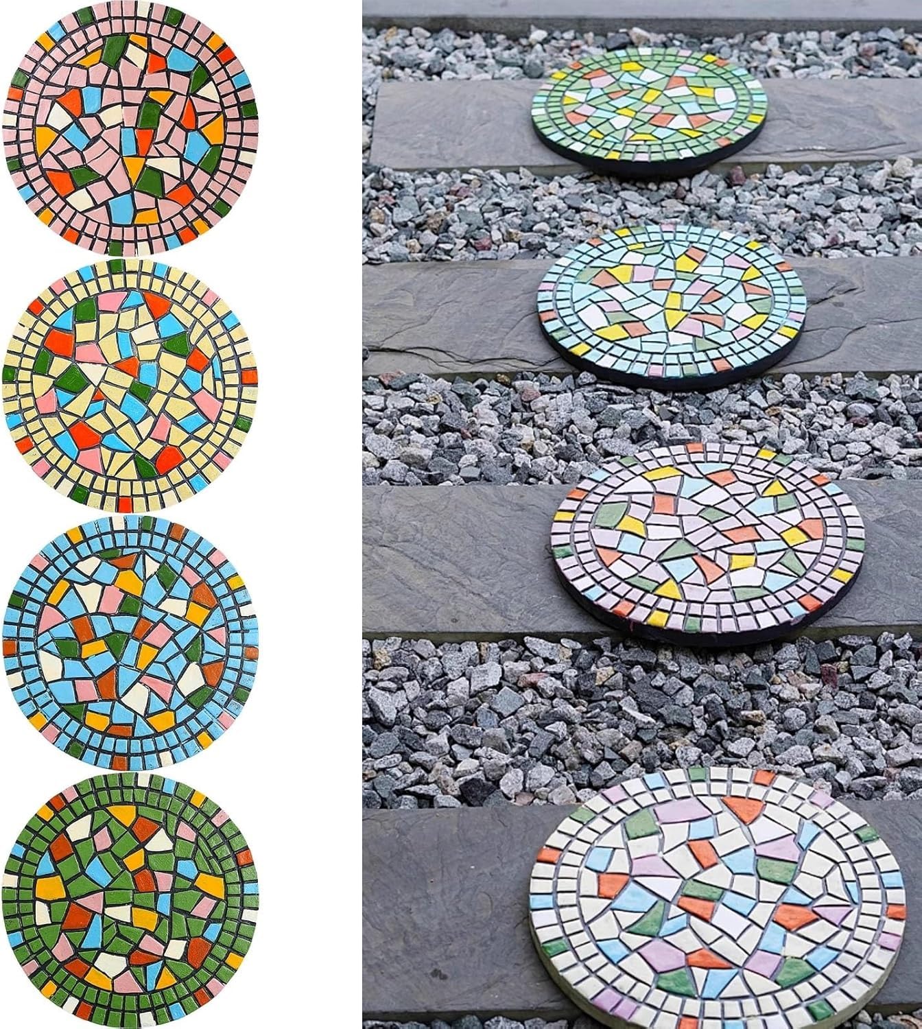 Stepping stone tremplin en mosaïque extérieure de 30cm pour jardin | Lot de 4