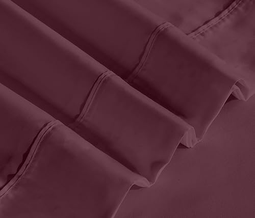 Miniatura 4 de RUVANTI Burgandy Sábanas de tamaño matrimonial, sábanas de microfibra cómodas y súper suaves, bolsillo profundo de 15 pulgadas, juegos de sábanas