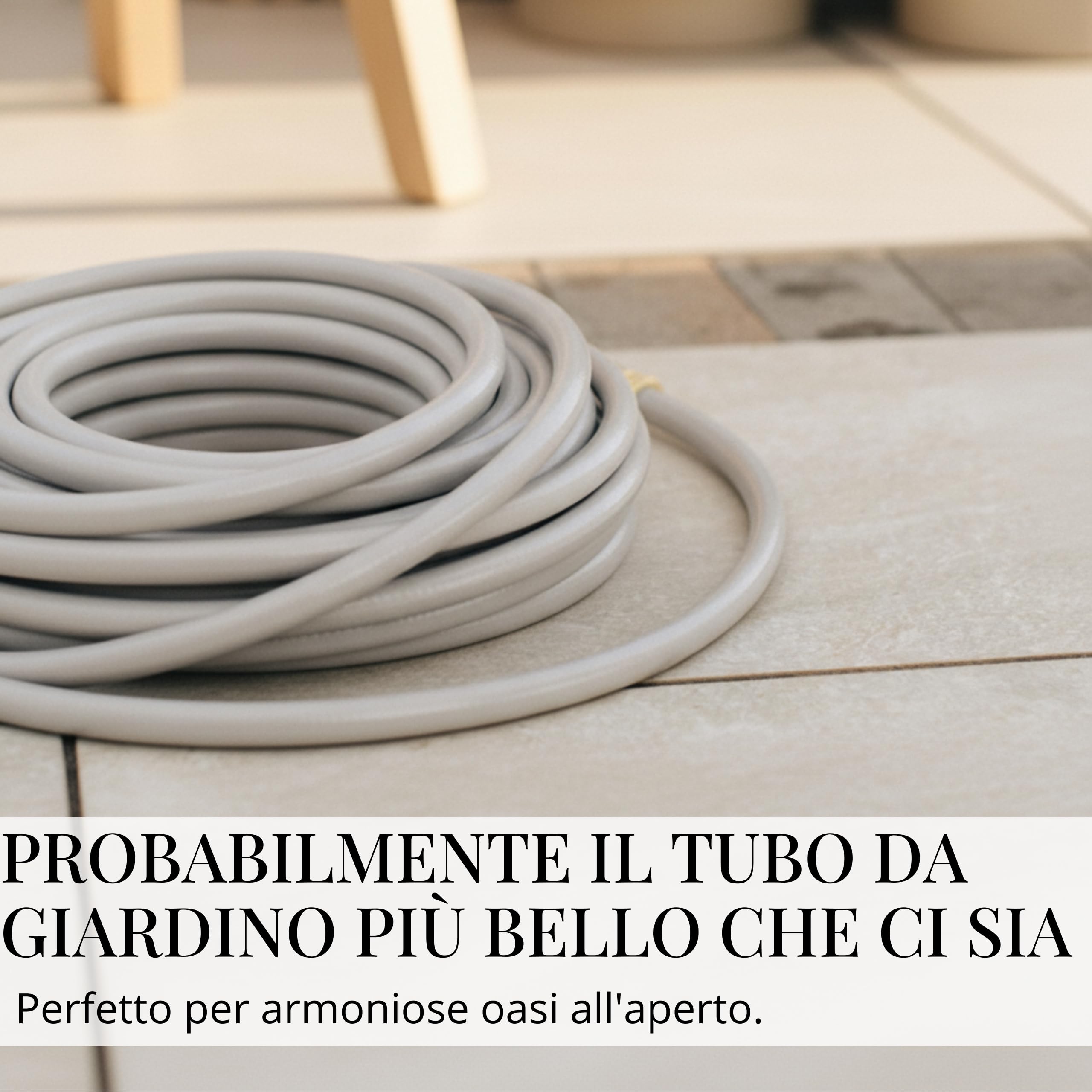 LIVLIG Tubo da Giardino 20m Design – Tubo Irrigazione Flessibile, 60% Riciclato, Resistente UV, Anti-Torsione, 1/2 Pollice, Greige