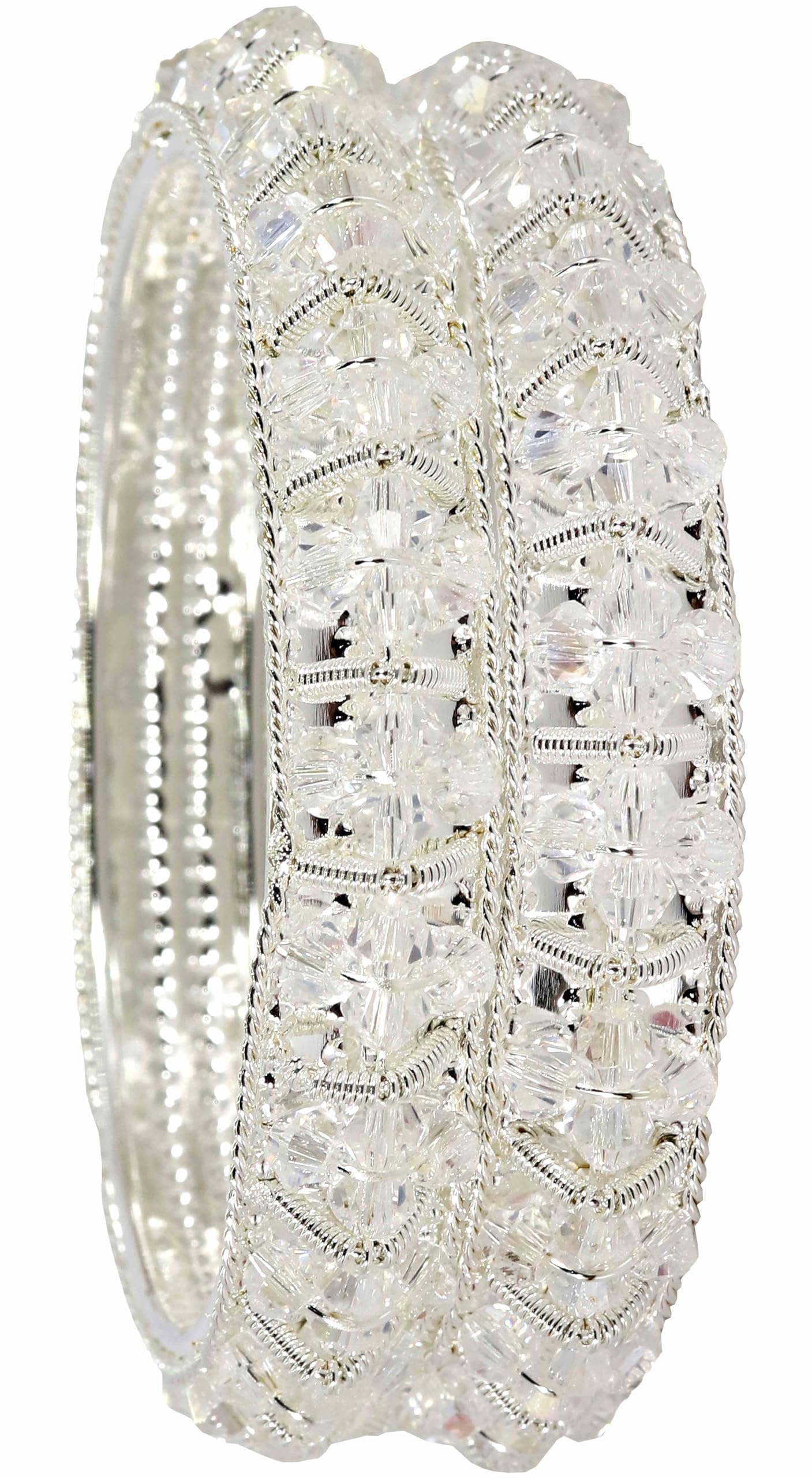 NMII Gold Plated Pearls Kada Bangles Set For Women & Girls | Traditional Designer Bangles | Wedding, Party, Function, Festival, Occasion Fashion Jewellery | Womens Bangles- Set of 2(MAH64-Silver-2.4) (B0CTHHT3HJ) Amazon Price History, Amazon Price Tracker