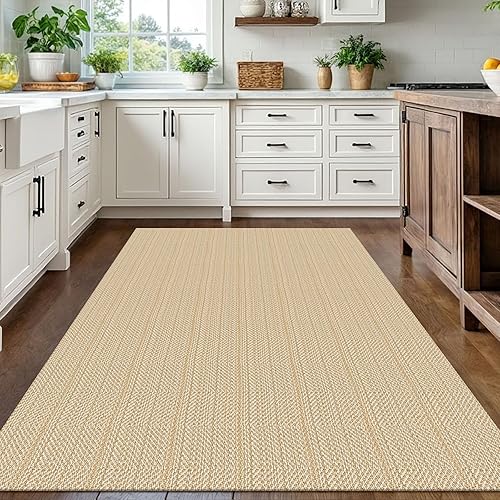 Miniatura 204 de IOHOUZE Alfombra lavable de 4 x 6 pies con parte trasera de goma antideslizante tejida para interiores y exteriores, alfombra para entrada