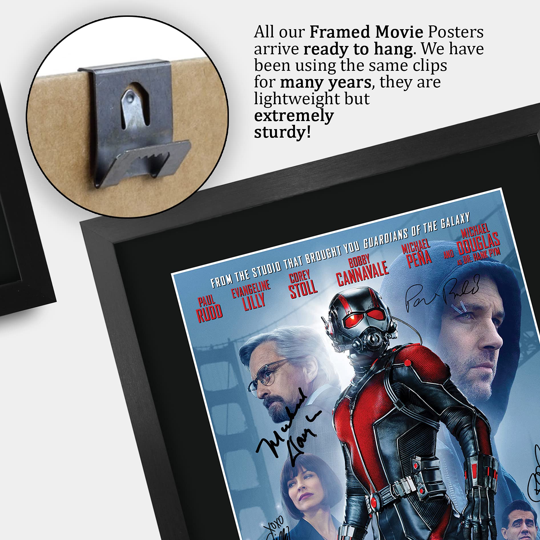 HWC Trading FR A3 Ven Ant-Man Paul Rudd E Regali Cast Poster Immagine Stampata Autografi per Il Film Remembered da Parte dei Fan - A3 Framed