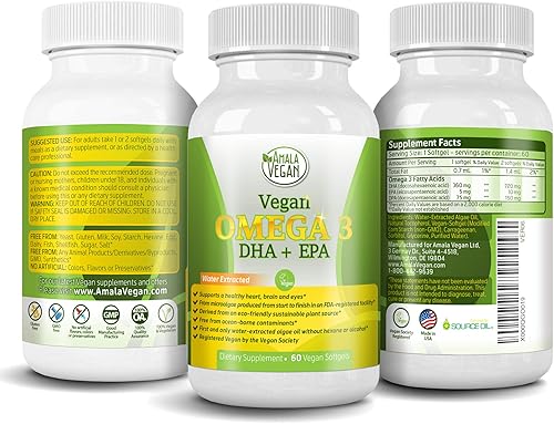 Potente suplemento vegano con Omega 3y ácidos grasos esenciales vitamina E DHA y EPA algas vegetarianas y sin GMO cápsulas de liberación prolongada Potente suplemento vegano con Omega 3y ácidos grasos esenciales vitamina E DHA y EPA algas vegetarianas y sin GMO cápsulas de liberación prolongada