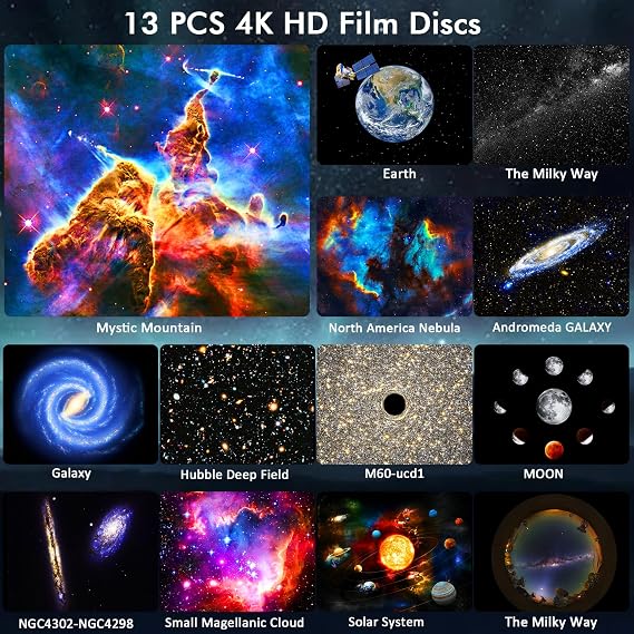 Galaxy Projector for Bedroom,13 in 1 HD Planetarium Star Projector with Solar System & Constellation,360 Rotating and Timer,LED Space Galaxy Lamp for Kids,Adults,Gifts,Room Decor