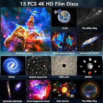 Galaxy Projector for Bedroom,13 in 1 HD Planetarium Star Projector with Solar System & Constellation,360 Rotating and Timer,LED Space Galaxy Lamp for Kids,Adults,Gifts,Room Decor