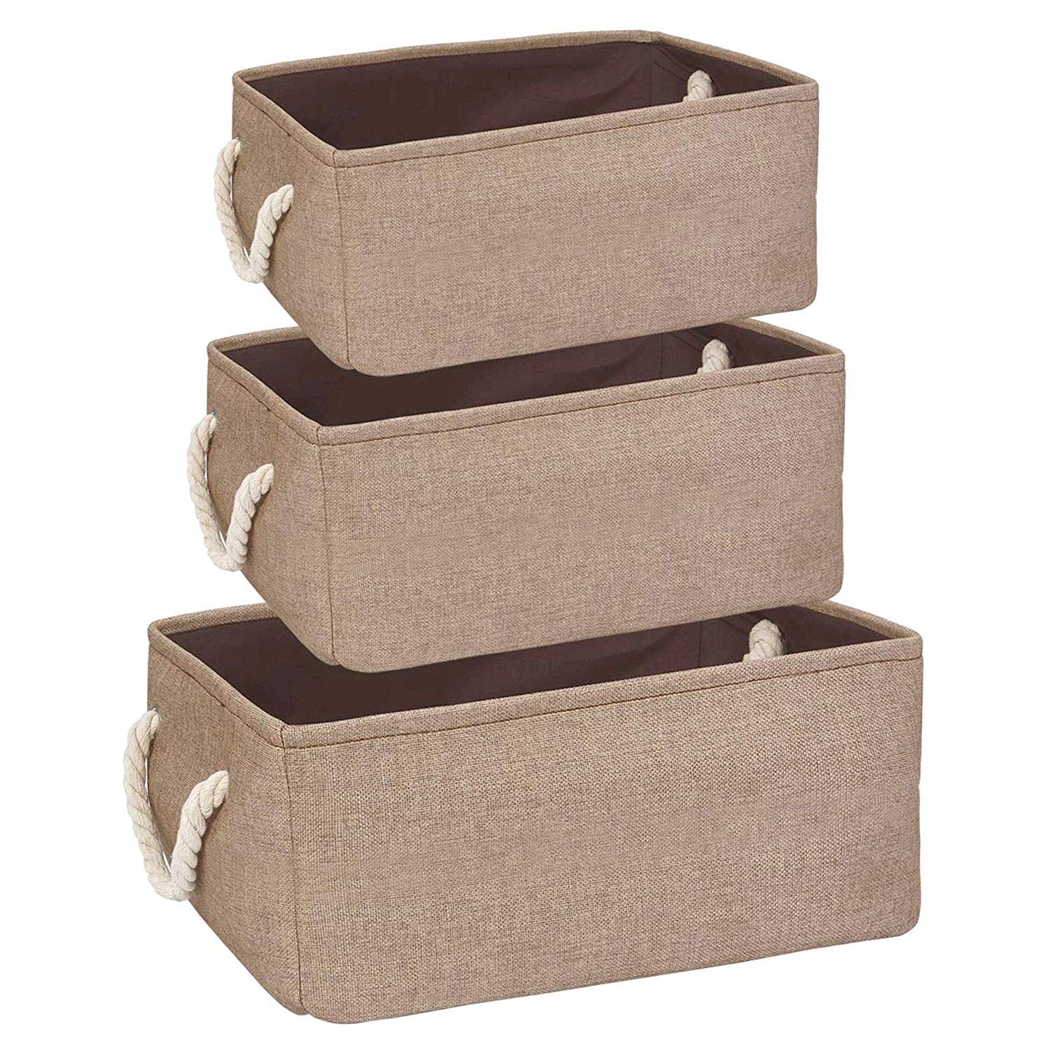 Styleys Foldable Laundry Bag Fabric Storage Basket Pack of 3 - Brown_S11053 (B082SSQP17) Amazon Price History, Amazon Price Tracker