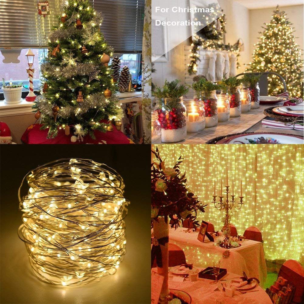 LightsGo Micro Nano Copper Wire Christmas Fairy Lights 10M 100 LED Mains Powered Safe Low Voltage (Warm White, 200 Lights)