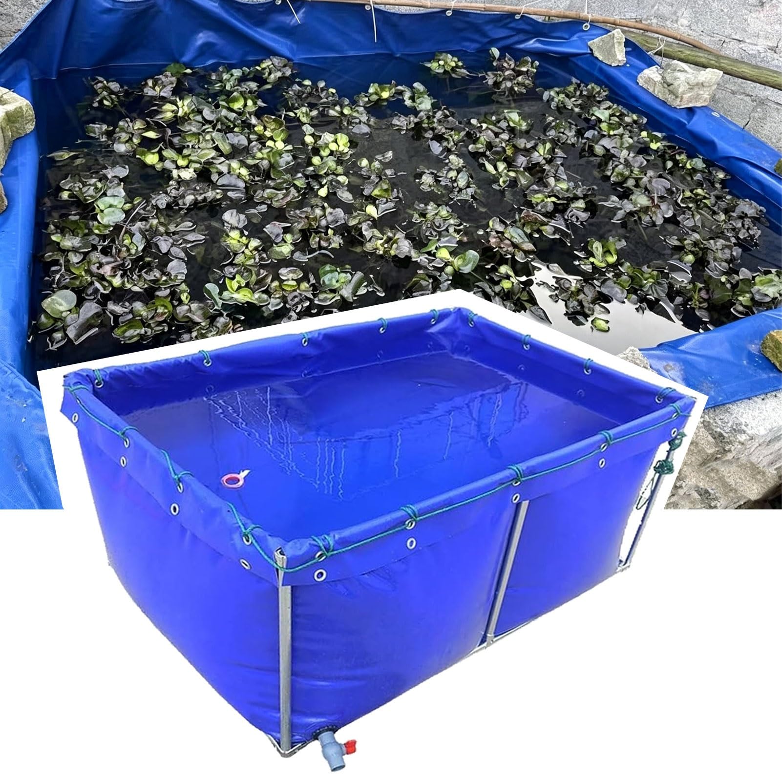 Étang à poissons en toile rectangulaire pour aménager un bassin de jardin