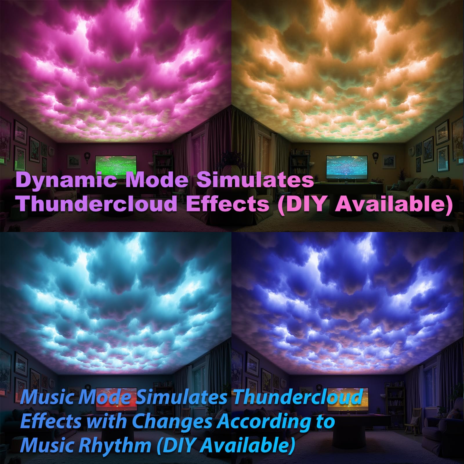 Wolkendecke LED Watte Licht, DIY RGB+IC Chasing Musik Sync 3D Baumwolle Deckenwolkenlicht mit APP und Fernbedienung zur Dekoration (5M)