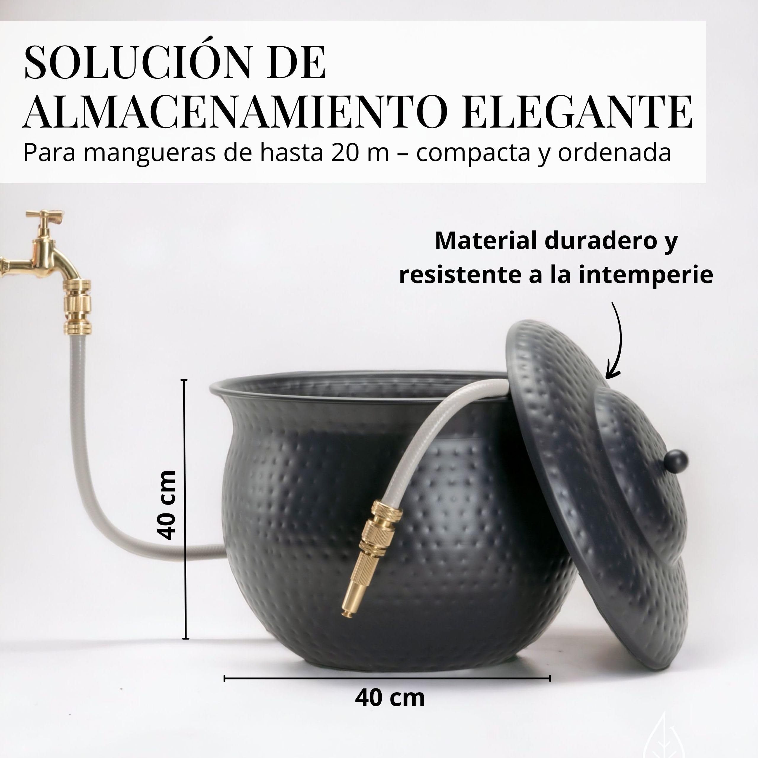 LIVLIG cubo para manguera con tapa, cubo para manguera de jardín, almacenamiento de manguera de hierro, color: antracita