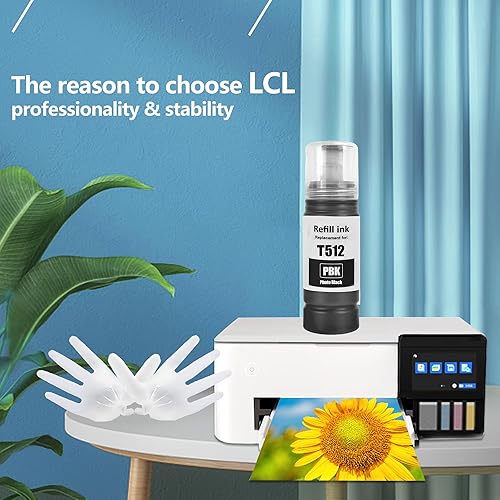 Miniatura 4 de LCL Botellas de repuesto de tinta compatibles para impresoras 512 T512 Photo Black Compatible con Expression ET7700 ET-7700 ET7750 ET-7750 (1 unidad)