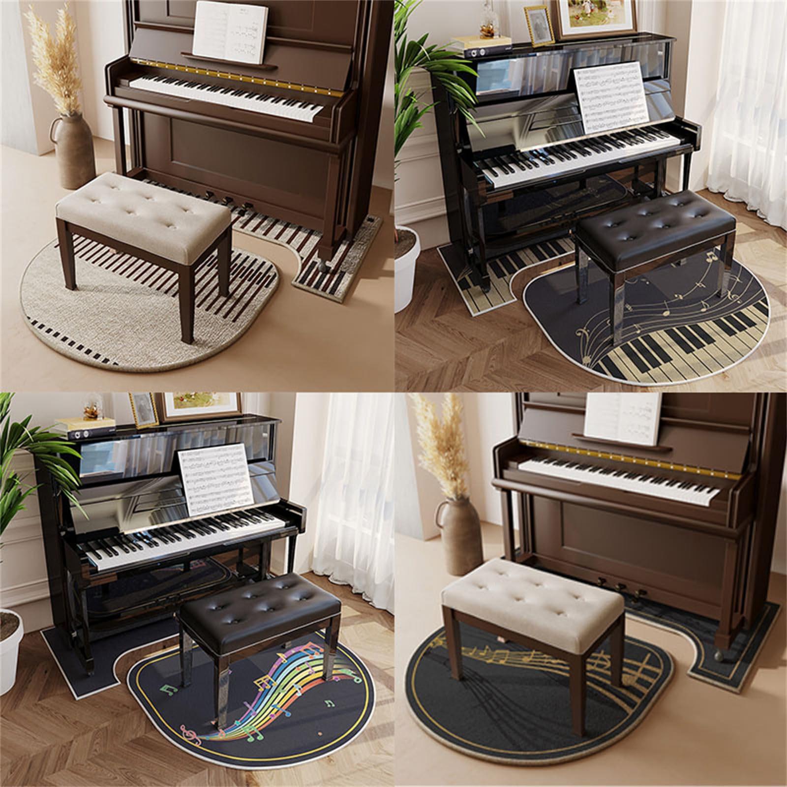 Hixingo Tapis Insonorisant pour Piano Droit, Tapis de Piano Acoustique Insonorisant Antidérapant Isolation Moquette Acoustique pour Salle de Musique (Or Noir,70 * 160cm)