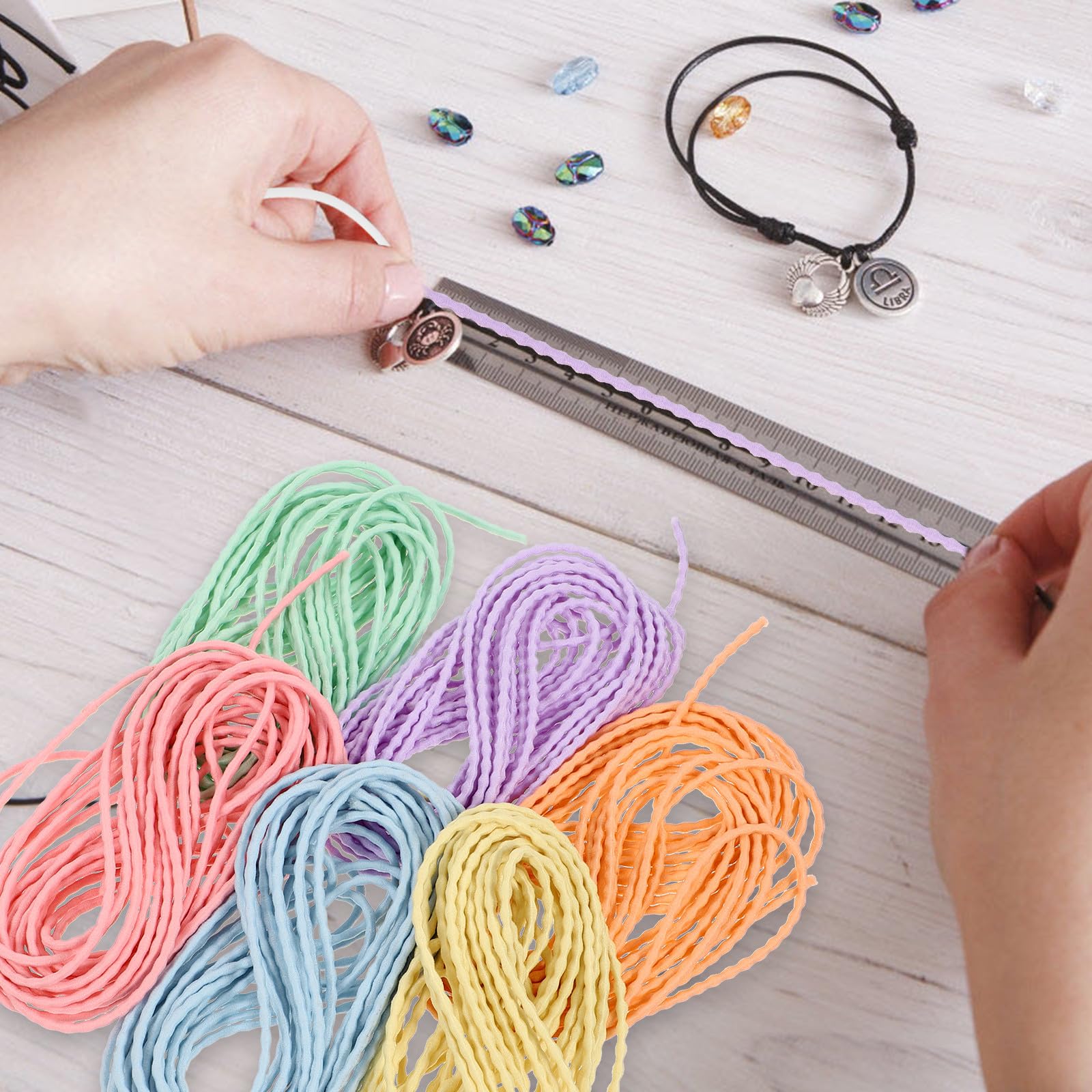 iplusmile Cordón Elástico para Hacer Pulseras, Hilo para Abalorios y Trenzas, 6 Piezas, Multiusos, Adecuado para Joyería y Manualidades