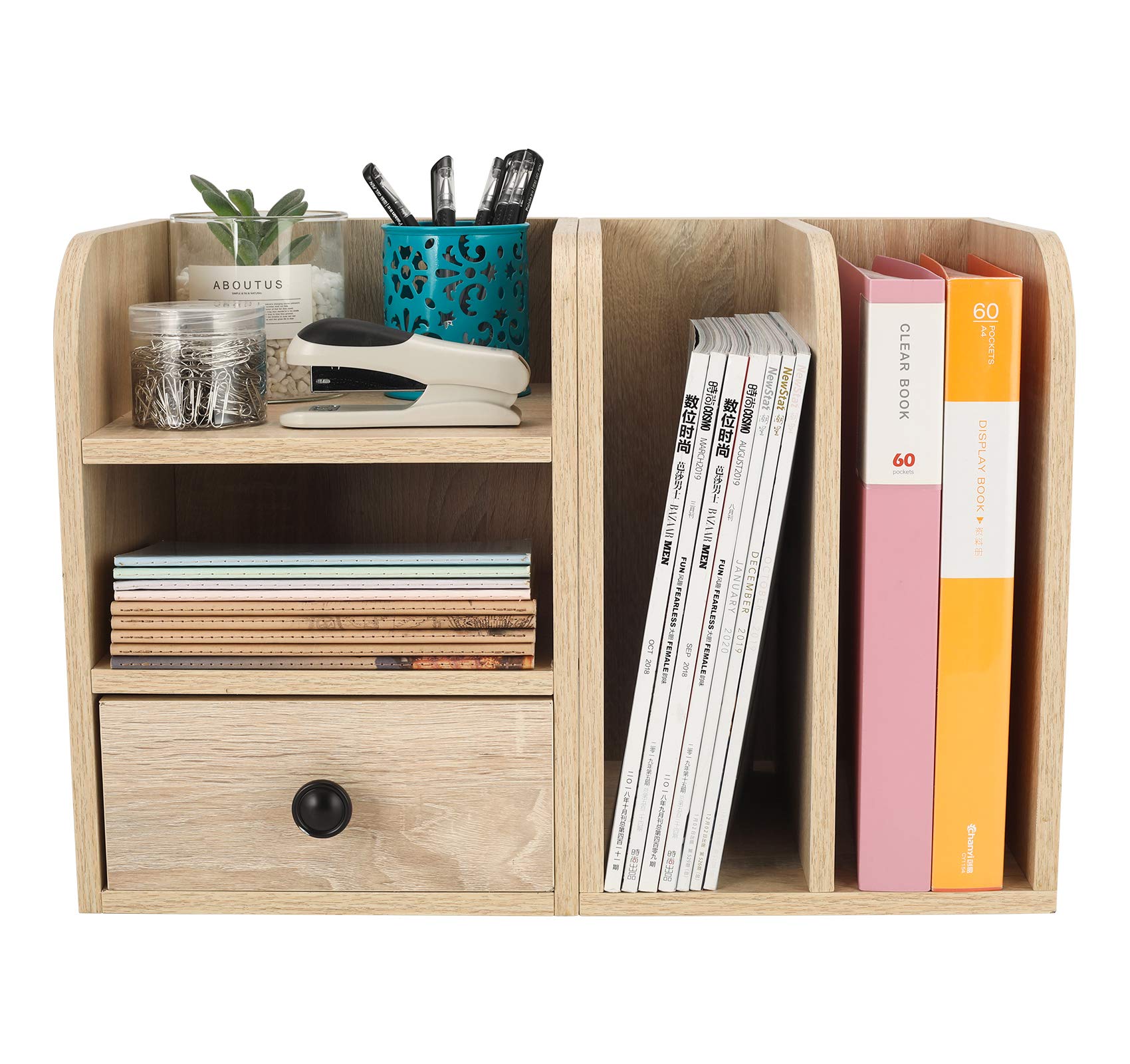 Buy Desktop Bookshelf Wood Desk Organizer Shelf Bookcase with 6