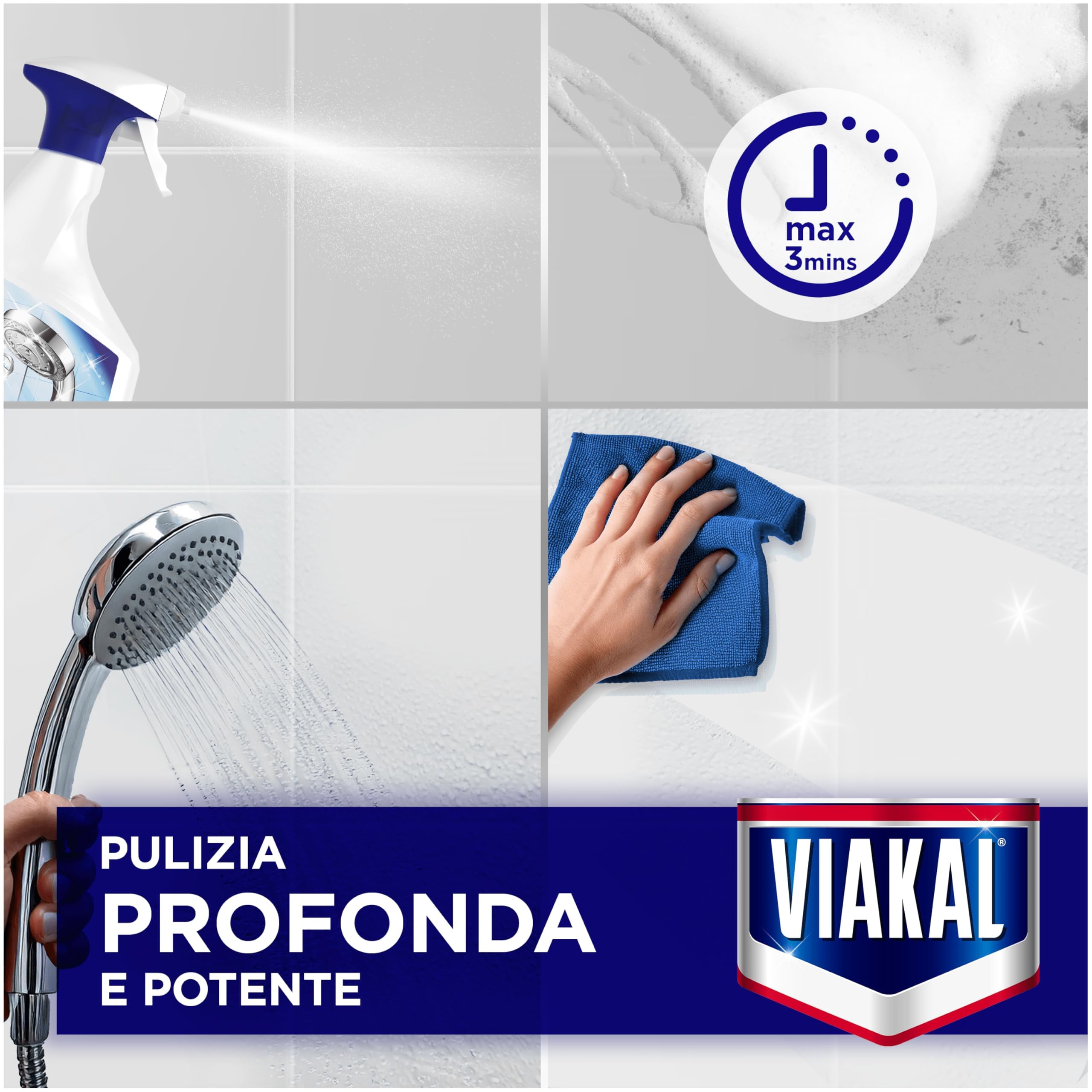 Viakal Classico Spray Per Rimuovere Fino Al 100% Di Calcare Con Tecnologia Anti-gocce, 4x800ml