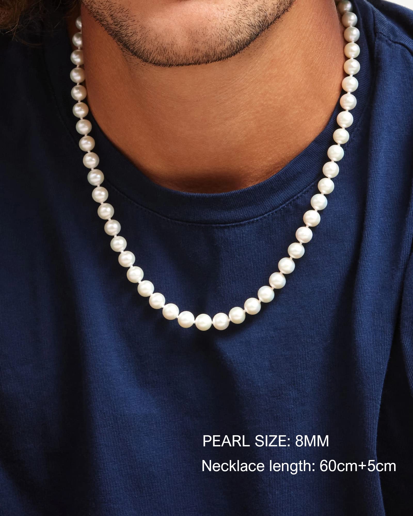 LIHELEI Collana di Perle, Perle d'imitazione Eleganteda 4/6/8 mm, Collana di Perle a Catena Lunga, Regalo per Collana Girocollo per Donne Ragazze, Collana Unisex di Perle - 38-75cm