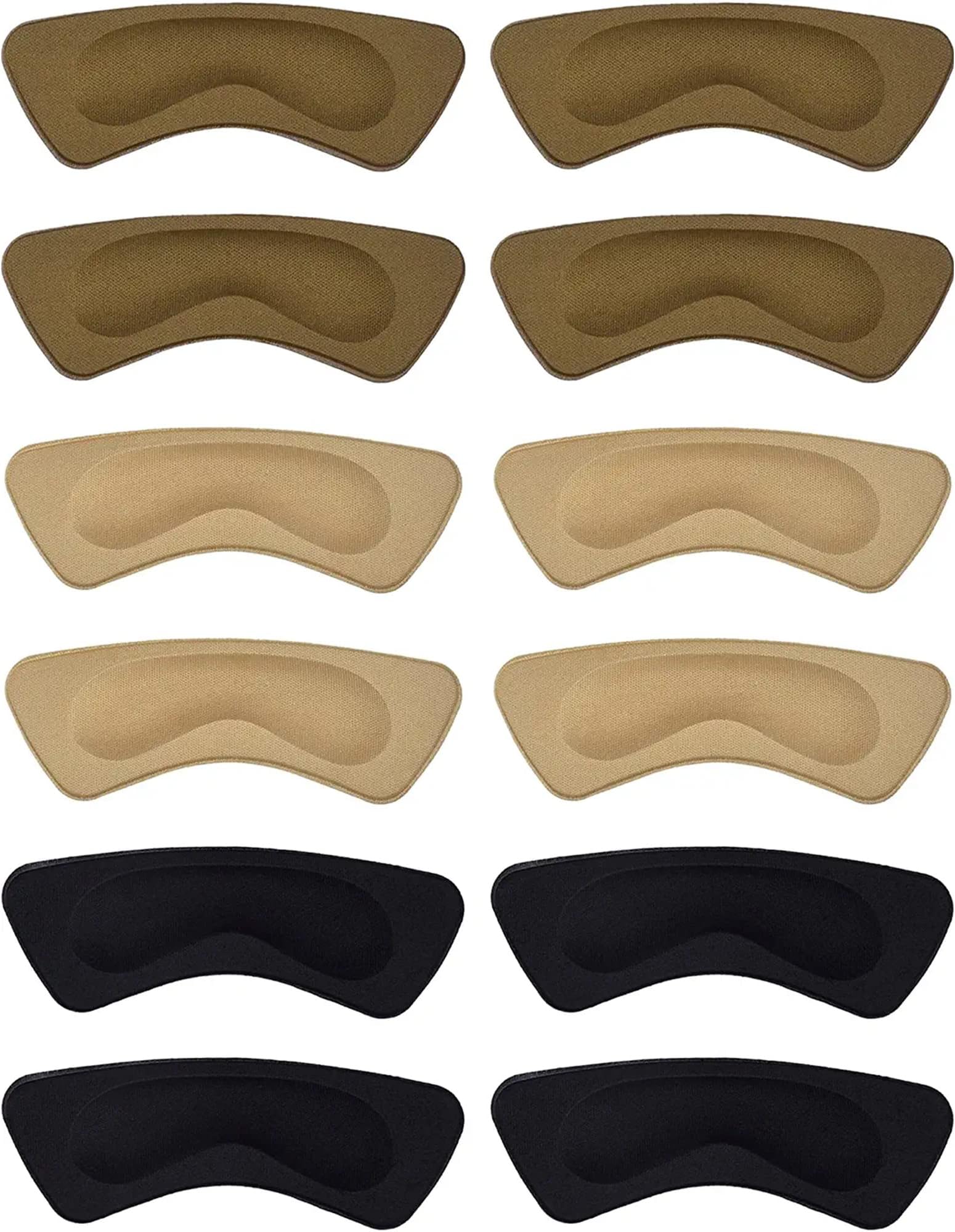 Hotop 6 Pairs Heel Cushion Pads for Women Adhesive Heel Grips Stickers Liner Inserts Ankle Protector for Loose Shoes Back(Brown, Khaki, Black)