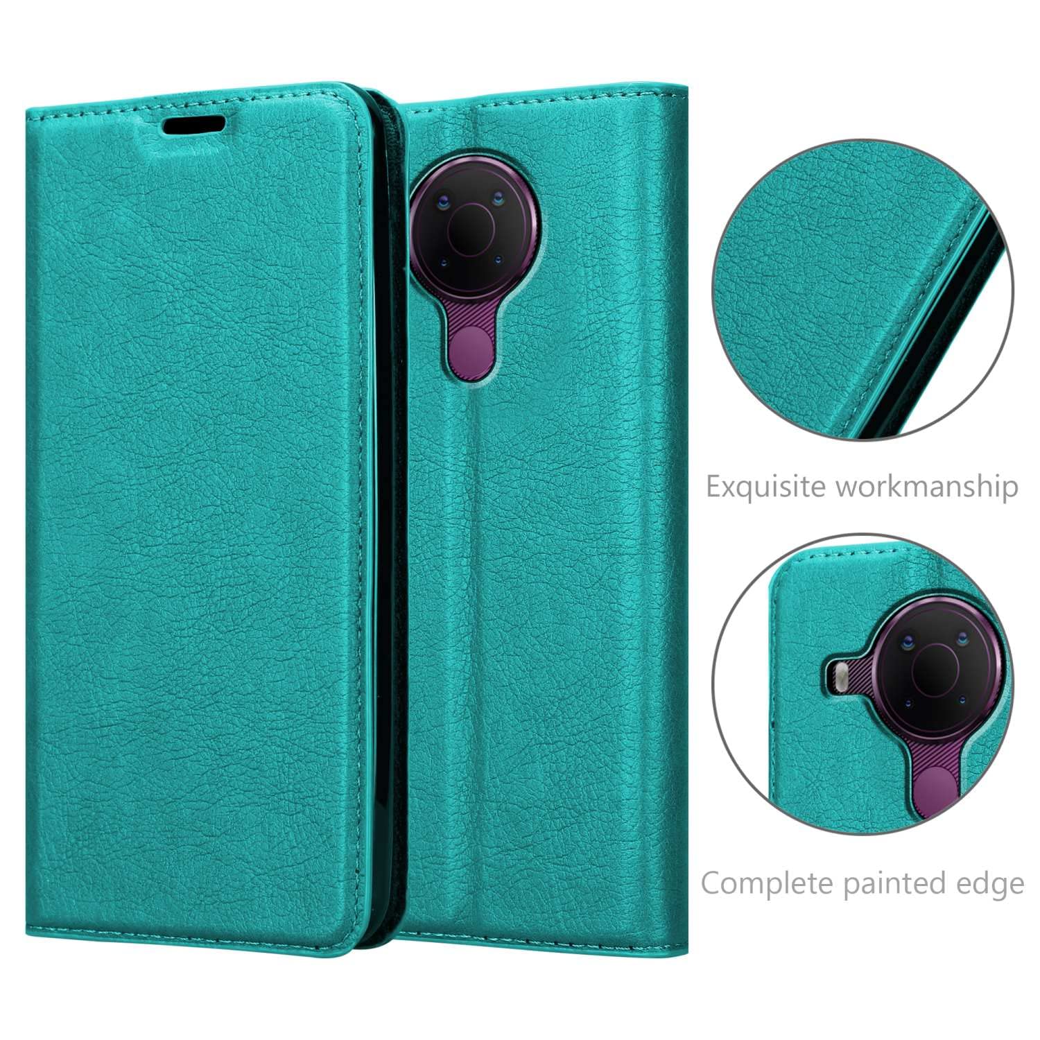 Cadorabo Custodia Libro Per Nokia G50 5G - Turchese Petrolio Con Porta Carte E Funzione Stand - 4