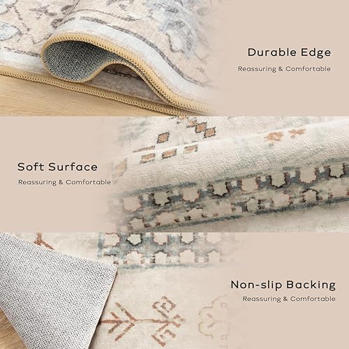 Miniatura 134 de Ashler - Alfombras bohemias vintage de 5 x 8 pies para sala de estar, lavables a máquina con parte trasera antideslizante, alfombra para interiores