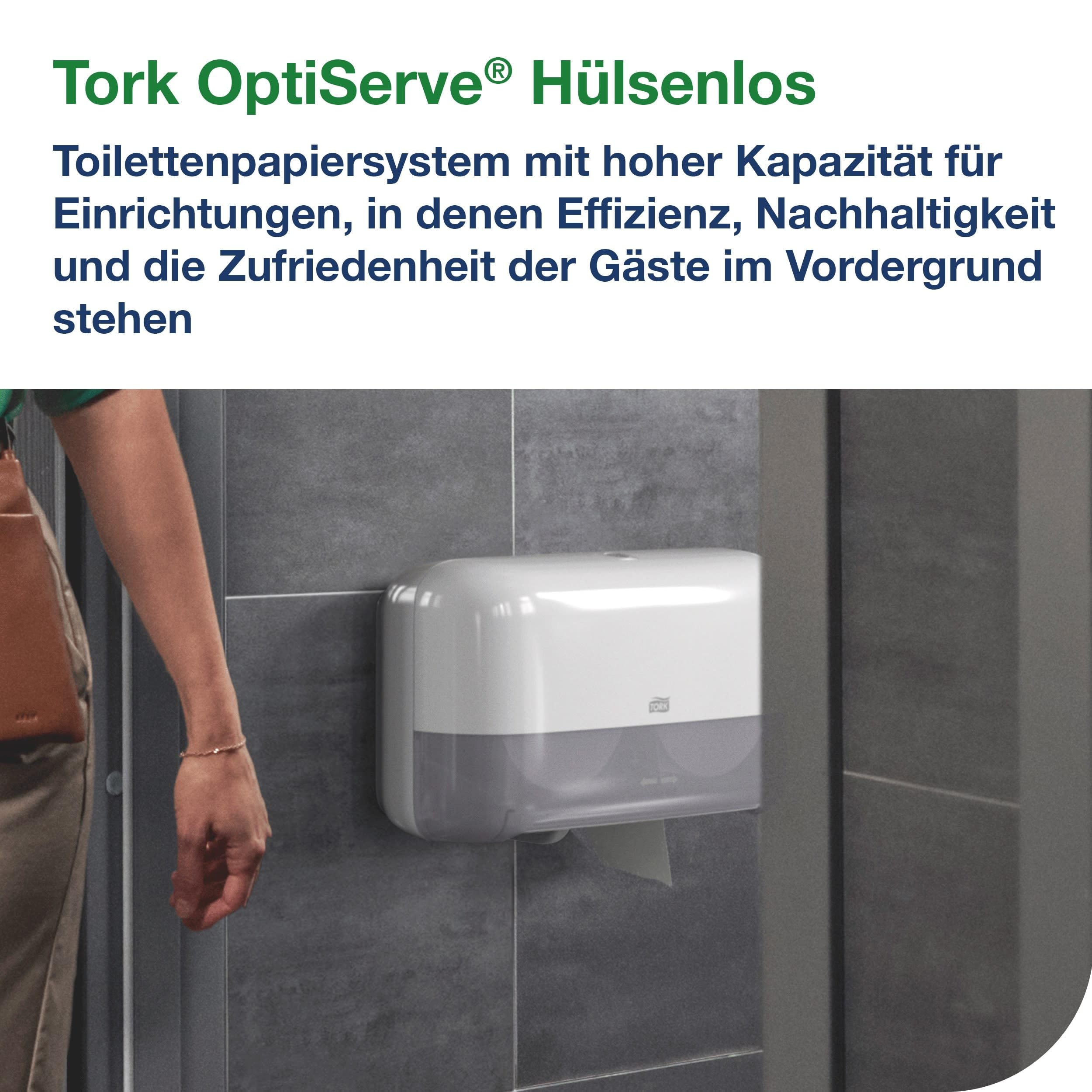 Tork OptiServe Doppelrollenspender für Hülsenloses Toilettenpapier Schwarz T7, horizontaler Toilettenrollenspender, Elevation Design, 558068