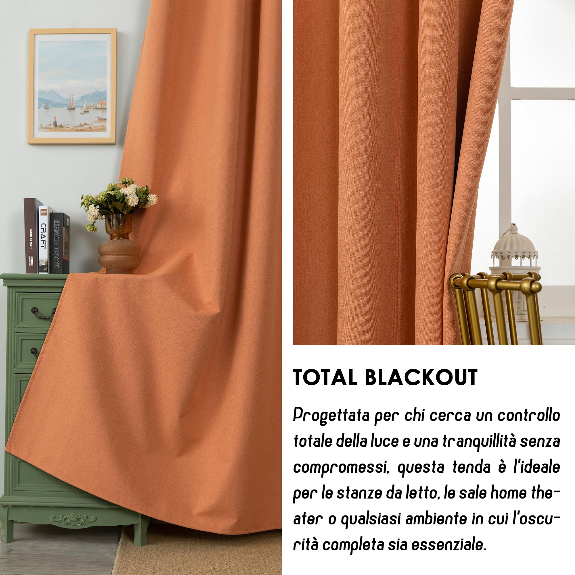 GIRASOLE HOME Barbados Thermo-Vorhang, 100 % blickdicht, mit Ösen