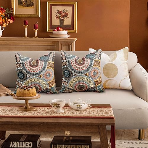 Miniatura 10 de Juego de 2 fundas de almohada bohemias, coloridas fundas de almohada florales abstractas de 18 x 18 pulgadas, fundas de almohada suaves para sofá,
