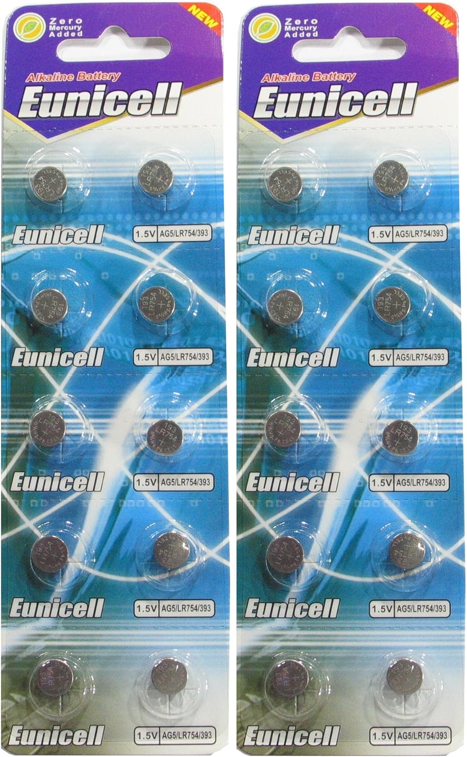 20 Eunicell AG5 / 393 / LR48 Button Cell Battery Long Shelf Life 0
