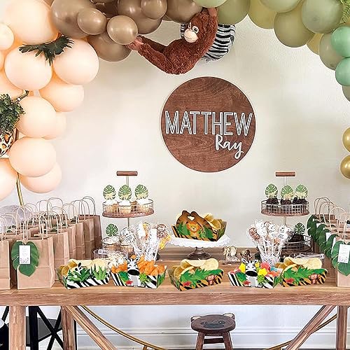 Miniatura 3 de Caoekego 24 Pcs Jungle Safari Snack Trays Party SuppliesJungle Animals Food Boats Bowl for Wild One Birthday Party Wedding Baby Shower Tropical
