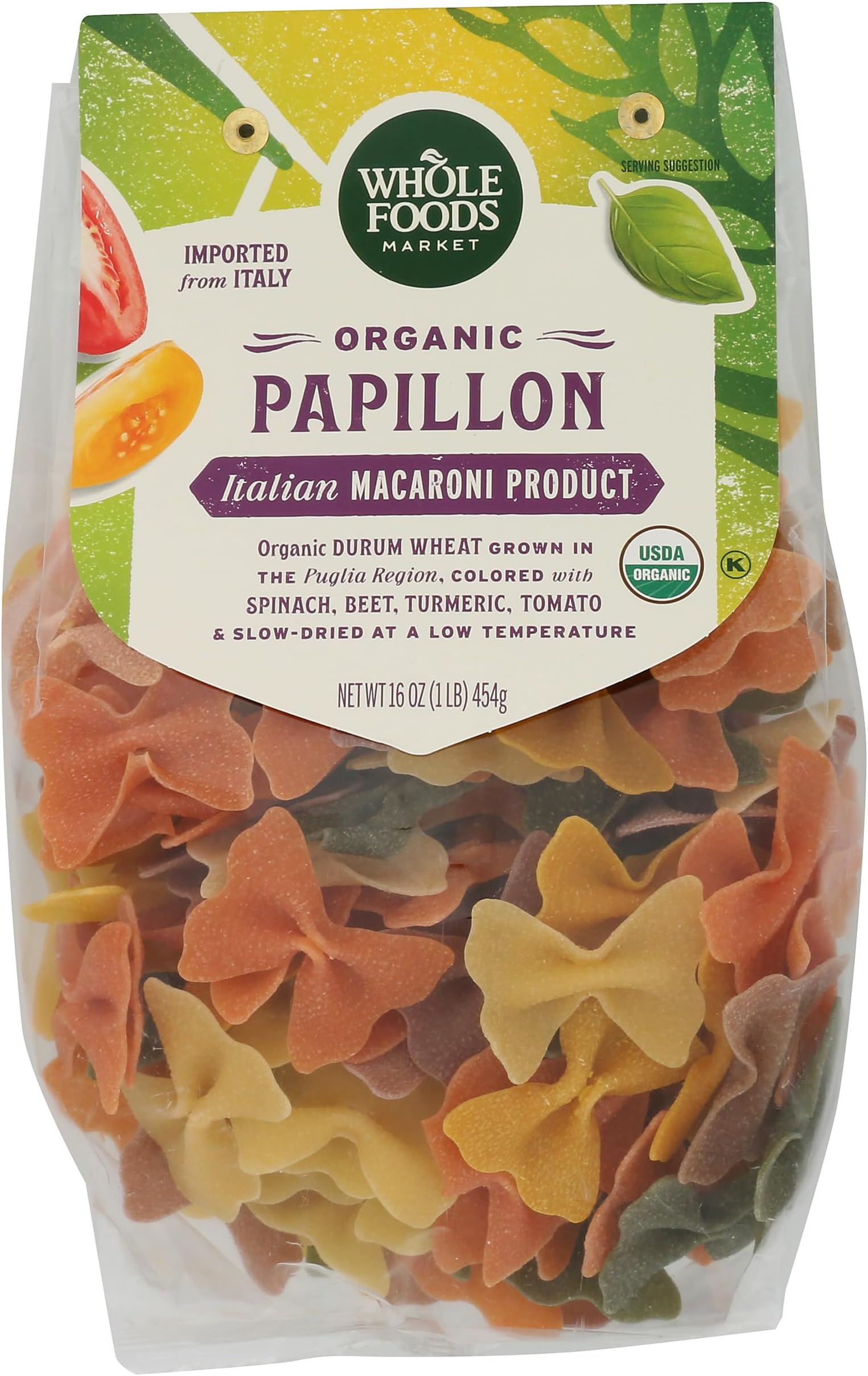 Organic Pasta, Papillon with Roots & Vegetables, 16 Ounce