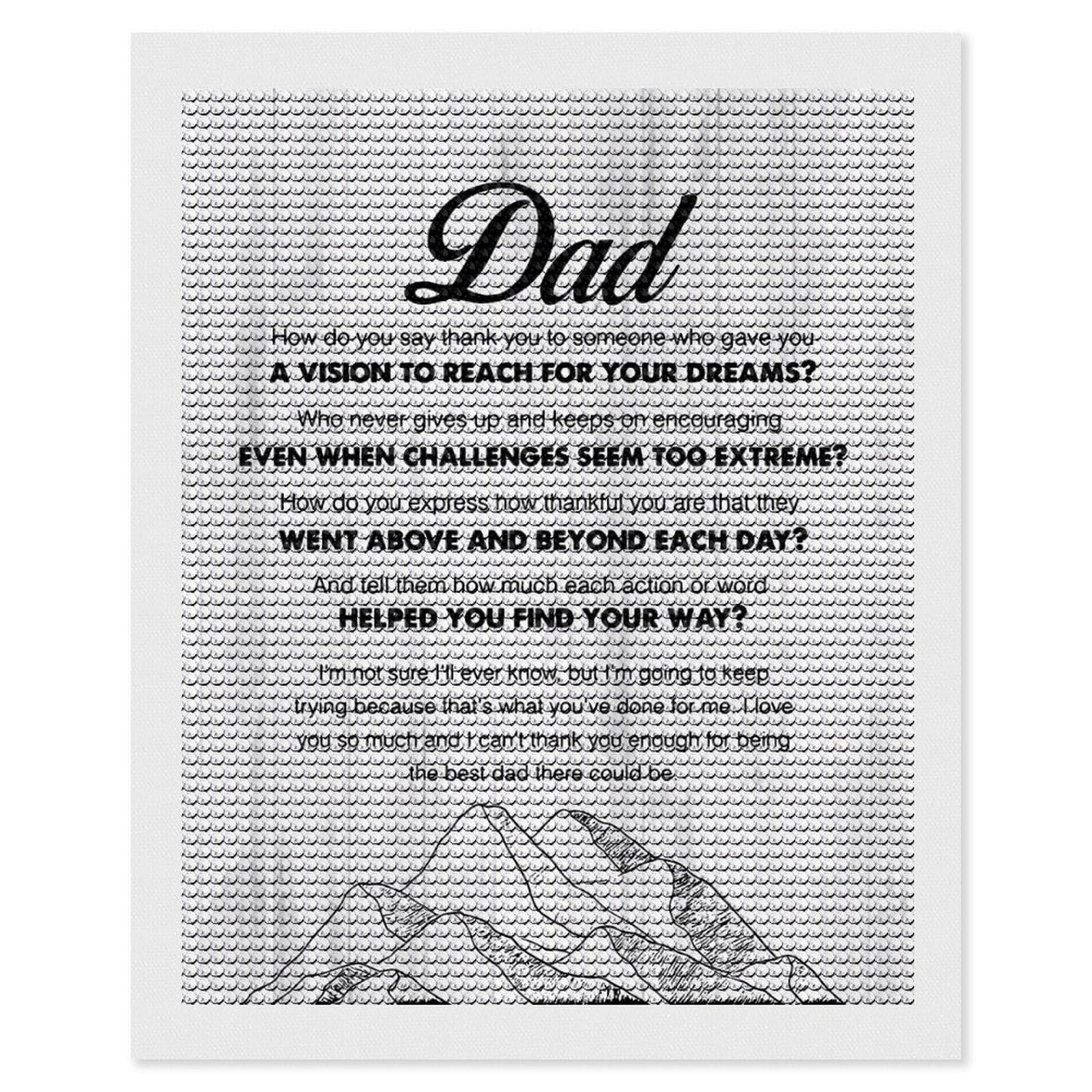 Junmoney Dad Motivational Quotes Diamond Painting Set 16"x20", Neat Printed Canvas, with Tool Kit, Bedroom Decor, Gift Idea, Complete Accessories