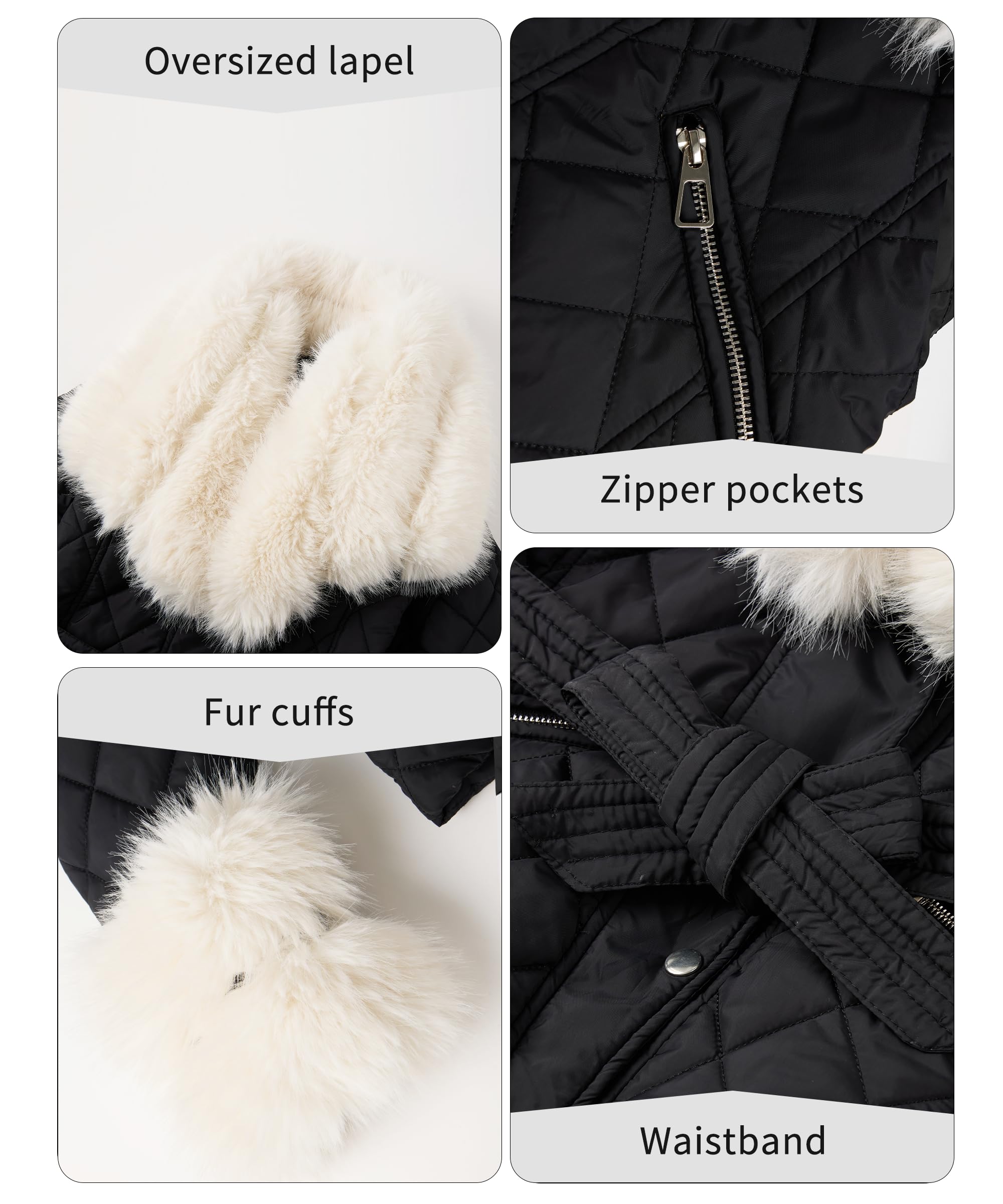 Bellivera Women Faux Leather Suede Jacket Moto Biker Coat Sherpa-Lined Overcoat with Removable Belt: White Removable Fur Collar X-Large